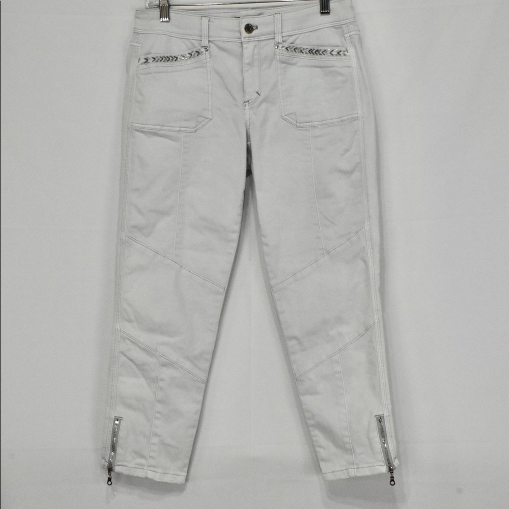 White House Black Market Light Grey Jean Ankle Zippers